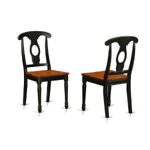 East West Furniture,Kenley Kitchen Dining Chairs - Napoleon Back Solid Wood Seat Chairs, Set of 2, Black & Cherry - 1 of 3