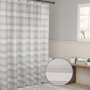 Horizontal Beach Stripe Water Repellent Shower Curtain - 1 of 4