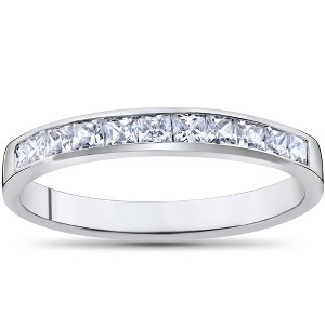 Pompeii3 Princess Cut 1/2ct Diamond Wedding Anniversary 14K Ring White Gold - 1 of 4