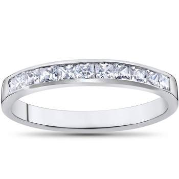 Pompeii3 Princess Cut 1/2ct Diamond Wedding Anniversary 14K Ring White Gold