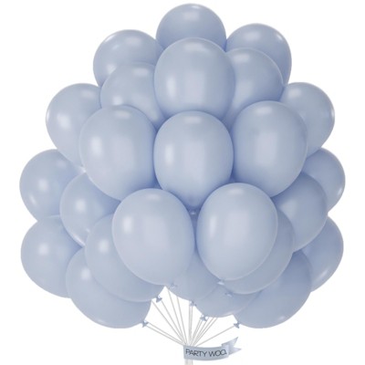 PartyWoo Balloons Dusty Blue Light Boho 12 Inch 50 pcs