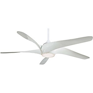 62" Minka Aire Modern Indoor Ceiling Fan with LED Light Remote Control White Etched Opal Glass for Living Room Kitchen Bedroom - 1 of 4