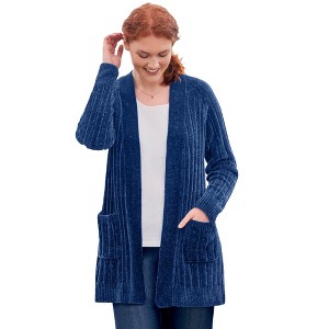 Woman Within Plus Size Open Front Chenille Cardigan - 1 of 4