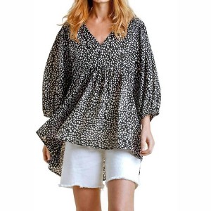 Women's Cheetah Babydoll Top - umgee - 1 of 4