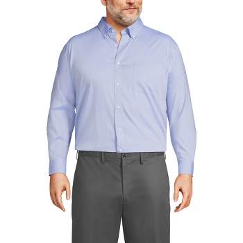 Lands' End Men's Traditional Fit Solid No Iron Supima Pinpoint Buttondown Collar Dress Shirt