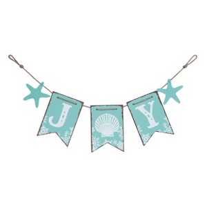 Transpac Wood 30 in. Blue Christmas Joy Coastal Banner - 1 of 2