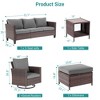 Sonkuki 6-Piece Patio Conversation Set with Swivel Rocking Chair and Side Table, Navy Blue Cushion - 3 of 4