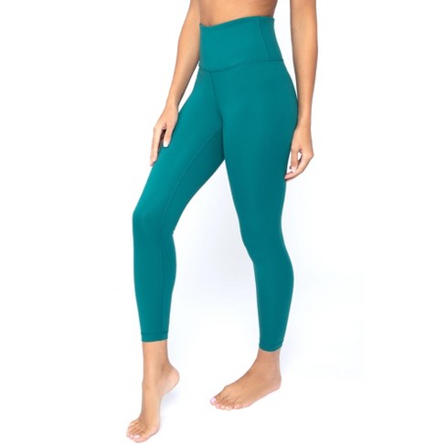 Yogalicious High Rise Squat Proof Criss Cross Ankle Leggings - Blue Fusion  - X Small