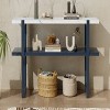 GlasFlength Console Tables Modern Narrow Entryway Table with Marble Effect Top and Open Shelf Elegant for Living Room, Blue, 54"*15"*30" - 3 of 4