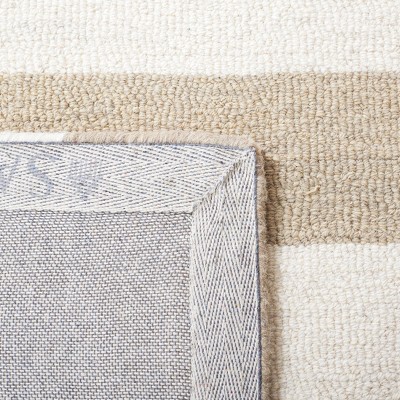 Ivory and Brown Hand-Tufted Wool Striped 4' x 6' Area Rug