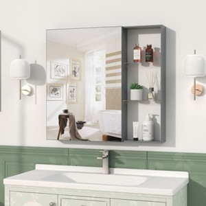 PAGED 24" x 30" Bathroom Mirror Cabinet with Adjustable Storage Shelves, Vanity Mirror with Aluminum Alloy Mirror Frame for over Sink - 1 of 4