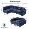 134" Blue Velvet L-Shaped Modular Sectional Sofa ¨C 4-Seater Cloud Couch with High-Density Sponge for Living Room & Apartment - 3 of 4