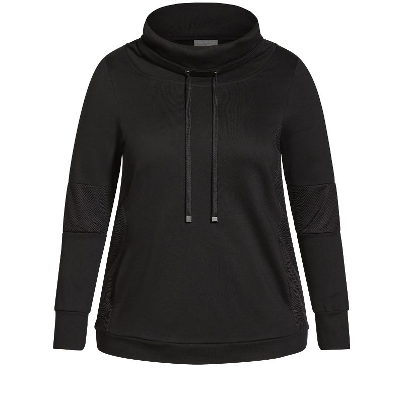 Women's Plus Size Laid On Mesh Sweatshirt - black | ZIM & ZOE, 2 of 3