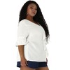 Agnes Orinda Women's Ruffle Smocked Short Sleeve V Neck Casual Summer Blouses - 4 of 4