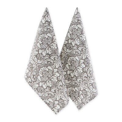Design Imports Gray Damask Dishtowel Set/2