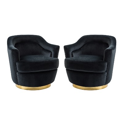 Set of 2 Cornelius Swivel barrel Chair with Metal Base | ARTFUL LIVING DESIGN