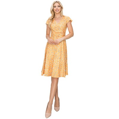 Women's Solid And Print V-neck Skater Dress