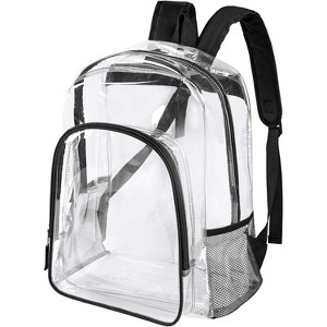 MaseiKar Clear Backpack Heavy Duty Clear Bookbag Transparent Plastic Backpacks for School Work Concert College,Black - 1 of 4