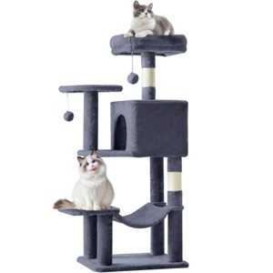 CAVINAS 44-inch Cat Tree with Anti-Tip Kit,Holds Up to 44lbs,Multi-Cat Tower with Condo & Hammock,Space-Saving Design for Indoor Cats,Deep Gray - 1 of 4