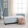 TiramisuBest Grey and Oak Tufted Bench, Grey Fabric Entryway Bench, 50.0"L x 18.0"W x 17.0"H - 2 of 4