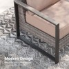Sonkuki Outdoor Wicker Patio 3-Seat Sofa, PE Rattan Conversation Set With All-Weather Cushions - 4 of 4