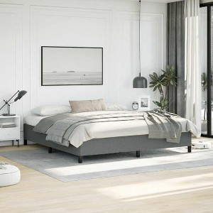 Bed Frame Dark Gray Polyester Fabric, Plywood, Engineered Wood King - 1 of 4