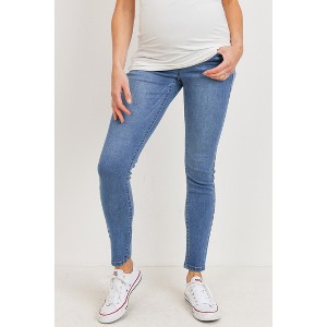 Hello Miz Women's Over The Belly Skinny Maternity Jeans - Light Denim - X Large - 1 of 4