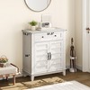 Farmhouse Storage Cabine 3-Tiers Adjustable Shelf with 7 Gears, Rustic Kitchen & Dining Room Organizer - 2 of 4