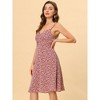 Allegra K Women's Floral Twist Front Knee Length Summer Adjustable Strap Sundresses - 3 of 4