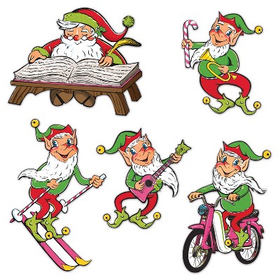 Beistle Vintage Christmas Santa & Elves Cutouts, 14"-21", (10/Pkg) Multicolored
