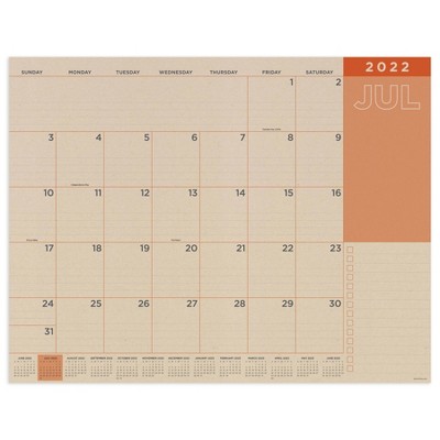 2022-23 Academic Desk Pad Blotter Calendar Monthly 22"x17" Kraft Large - TF Publishing