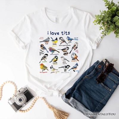 Whimsical Bird Tit T-Shirt, Funny Birdwatcher Tee Gift for Birder| OrnamentallyYou
