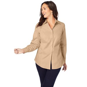 Jessica London Wrinkle-Free Stretch Poplin Shirt - 1 of 4