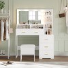 COZONY Vanity Desk with Mirror, Lights & Chair - Makeup Vanity Table with 4 Drawers, Cabinet & Shelves for Bedroom - 2 of 4