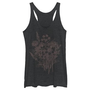 Women's Lost Gods Floral Doodles Racerback Tank Top - 1 of 4