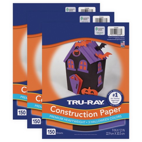 Tru-ray® Construction Paper Halloween, Black, Orange, Purple, 9 X 12, 150  Sheets Per Pack, 3 Packs : Target