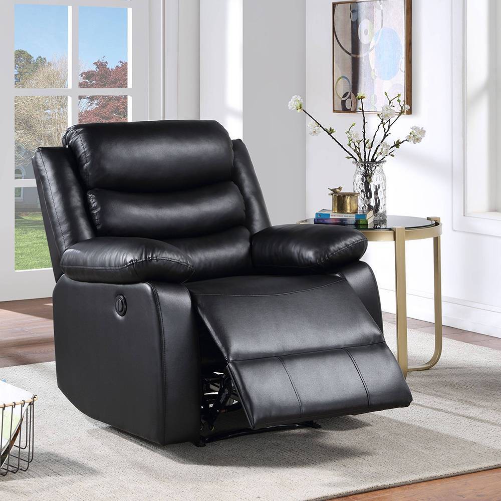 Photos - Chair 39" Eilbra PU Recliner Sofa Black- Acme Furniture