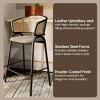 LeisureMod Ervilla Wicker Bar Stool with Fabric Seat and Black Steel Frame Taupe Set of 2 - 4 of 4