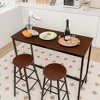 Costway 3 Piece Bar Table Set Pub Table and 2 Stools Counter Kitchen Dining Set - 2 of 4