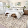Vintage Distressed Floral Print Area Rugs for Living Room Bedroom, Washable Soft Retro Accent Floor Carpet, Non Slip Throw Mat - 4 of 4