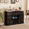 Tangkula Wine Bar Cabinet w/LED Lights & Doors Coffee Station w/ Adjustable Shelves Racks - 3 of 4