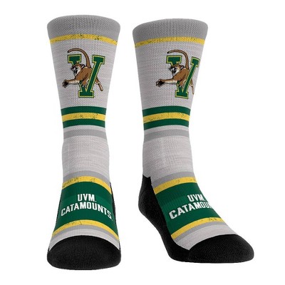 NCAA Vermont Catamounts Adult Cool Gray Block Crew Socks - L/XL