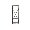 74.25" Lancashire Wood & Metal Bookcase Brown - Baxton Studio: Vintage Industrial Design, Iron X Stretchers - 3 of 3
