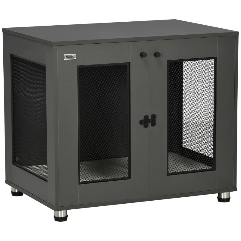 PawHut Dog Crate Furniture with Water-resistant Cushion, Dog Crate End Table with Double Doors, Indoor Pet Crate for Small Medium Dogs, 1 of 8