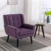 CAVINAS Linen/Velvet/Teddy/Leather Upholstered Accent Chair with Black Legs,Modern Upholstered Armchair with Wood Frame for Living Room - 2 of 4