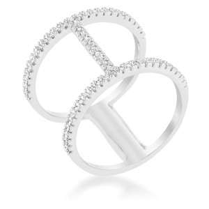 Slickblue 0.3 Ct. CZ Rhodium Open Contemporary Ring for Women, Clear Stones, Double Band Look, Sizes 5-10 - 1 of 4