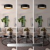 C Cattleya Black and wood Finish LED Drum Flush Mount - 4 of 4