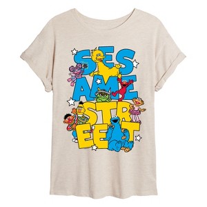 Women's - Sesame Street - Sesame Street Stacked Oversized Graphic T-Shirt - 1 of 4