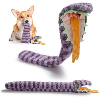 Fuzzwoof Snacker Snake Snuffle Dog Toy - No Stuffing, Squeaky & Crinkle Plush Toy, Belly Pouch for Bottles, Chew/Snuffle/Tug Toy for All Breeds