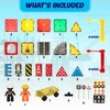 Playmags City Construction Magnetic Tiles Set, Building Blocks with Crane & Road Pieces, Educational STEM Toys for Boys & Girls Ages 3+ 52-Piece - 3 of 4